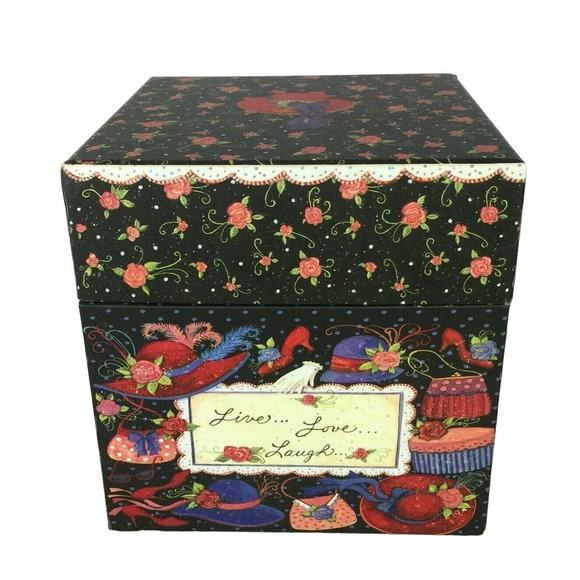 Red Hats Susan Winglet Artwork Elegant Decorative Storage Box 6.25" Bob's Boxes - Picture 1 of 5